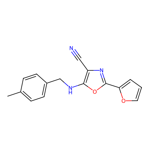 2-(Furan-2-yl)-5-[(4-methylphenyl)methylamino]-1,3-oxazole-4-carbonitrile structure