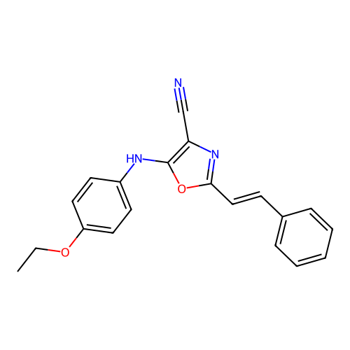 5-(4-ethoxyanilino)-2-[(E)-2-phenylethenyl]-1,3-oxazole-4-carbonitrile structure