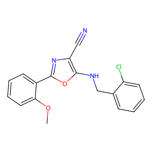 5-[(2-Chlorophenyl)methylamino]-2-(2-methoxyphenyl)-1,3-oxazole-4-carbonitrile structure