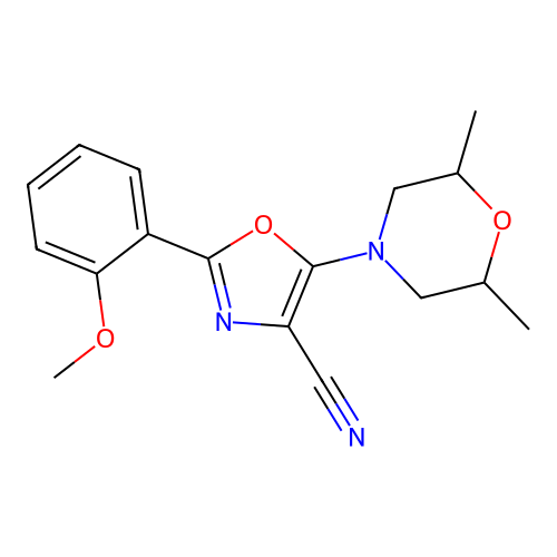 5-(2,6-Dimethylmorpholin-4-yl)-2-(2-methoxyphenyl)-1,3-oxazole-4-carbonitrile structure