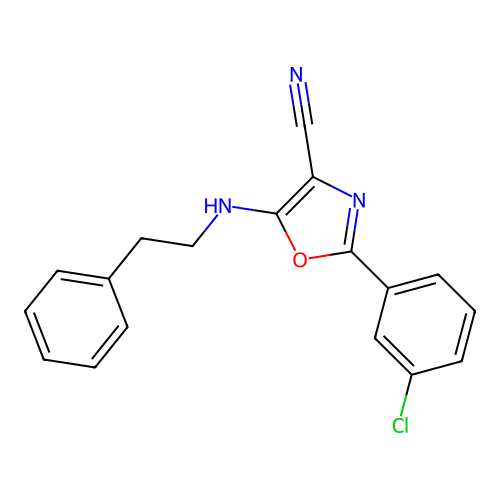 2-(3-Chlorophenyl)-5-[(2-phenylethyl)amino]-1,3-oxazole-4-carbonitrile structure
