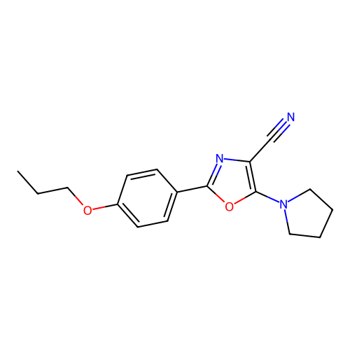 2-(4-Propoxyphenyl)-5-pyrrolidin-1-yl-1,3-oxazole-4-carbonitrile structure