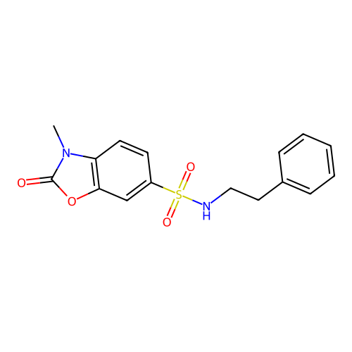 3-methyl-2-oxo-N-(2-phenylethyl)-2,3-dihydro-1,3-benzoxazole-6-sulfonamide structure