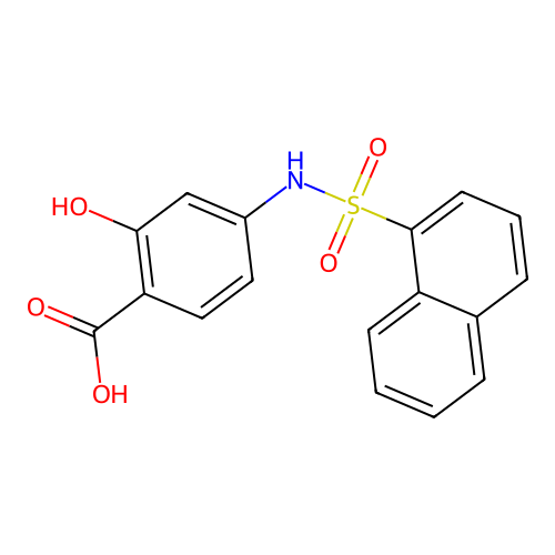 2-Hydroxy-4-[(1-naphthylsulfonyl)amino]benzoic acid structure