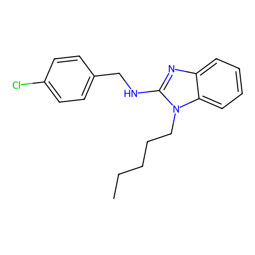 N-(4-chlorobenzyl)-N-(1-pentyl-1H-benzimidazol-2-yl)amine structure