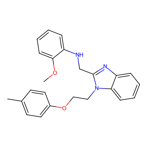 2-methoxy-N-[[1-[2-(4-methylphenoxy)ethyl]benzimidazol-2-yl]methyl]aniline structure