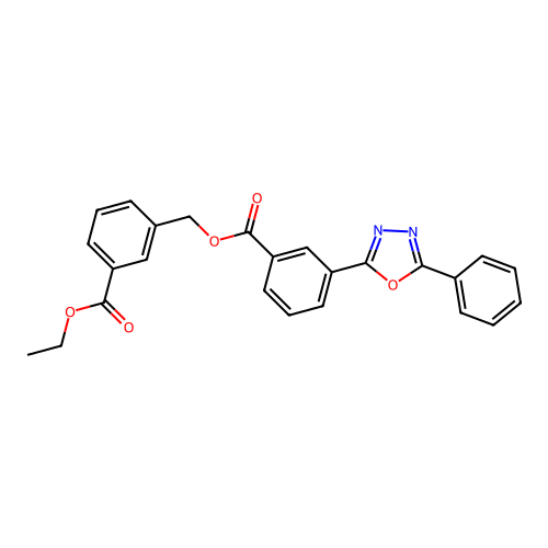 3-(ethoxycarbonyl)benzyl 3-(5-phenyl-1,3,4-oxadiazol-2-yl)benzoate structure
