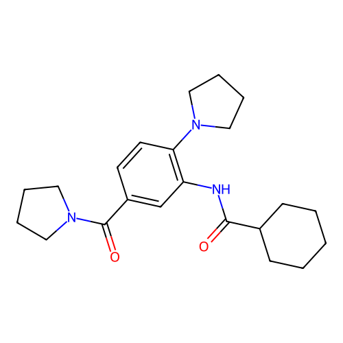 N-[2-(1-pyrrolidinyl)-5-(1-pyrrolidinylcarbonyl)phenyl]cyclohexanecarboxamide structure