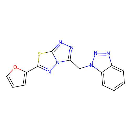 3-(benzotriazol-1-ylmethyl)-6-(furan-2-yl)-[1,2,4]triazolo[3,4-b][1,3,4]thiadiazole structure