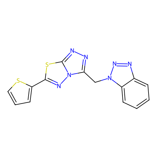 3-(benzotriazol-1-ylmethyl)-6-thiophen-2-yl-[1,2,4]triazolo[3,4-b][1,3,4]thiadiazole structure