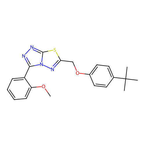 6-[(4-tert-butylphenoxy)methyl]-3-(2-methoxyphenyl)-[1,2,4]triazolo[3,4-b][1,3,4]thiadiazole structure
