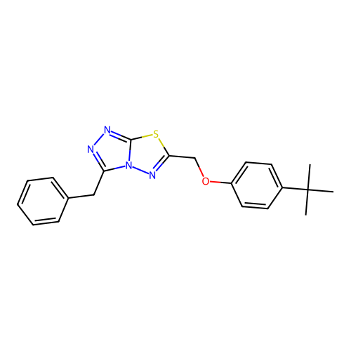 3-benzyl-6-[(4-tert-butylphenoxy)methyl]-[1,2,4]triazolo[3,4-b][1,3,4]thiadiazole structure