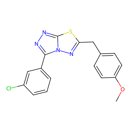 3-(3-chlorophenyl)-6-[(4-methoxyphenyl)methyl]-[1,2,4]triazolo[3,4-b][1,3,4]thiadiazole structure