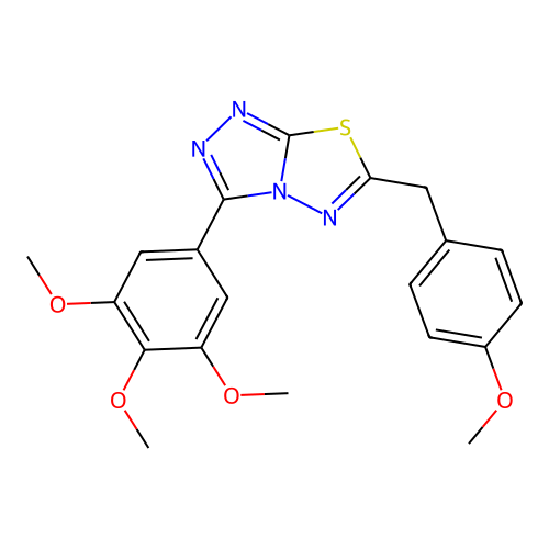6-(4-methoxybenzyl)-3-(3,4,5-trimethoxyphenyl)[1,2,4]triazolo[3,4-b][1,3,4]thiadiazole structure