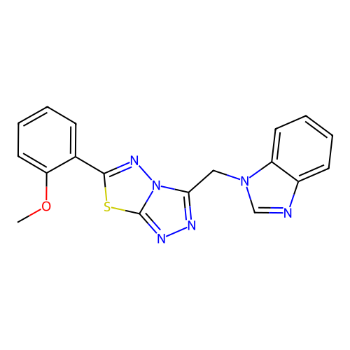 3-(benzimidazol-1-ylmethyl)-6-(2-methoxyphenyl)-[1,2,4]triazolo[3,4-b][1,3,4]thiadiazole structure