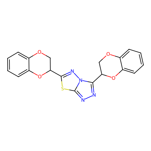 3,6-Di(2,3-dihydro-1,4-benzodioxin-2-yl)[1,2,4]triazolo[3,4-b][1,3,4]thiadiazole structure