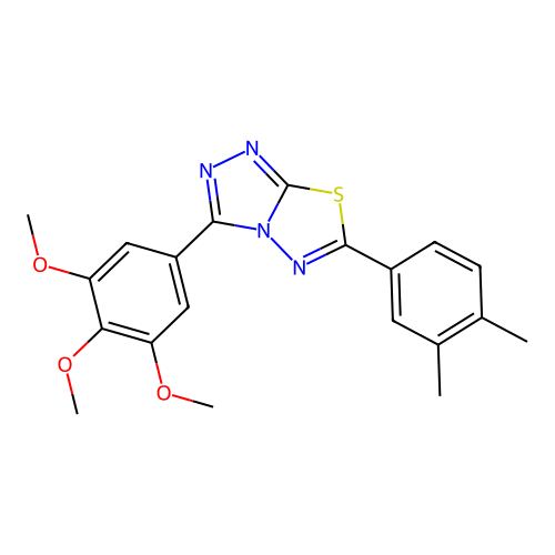 6-(3,4-dimethylphenyl)-3-(3,4,5-trimethoxyphenyl)-[1,2,4]triazolo[3,4-b][1,3,4]thiadiazole structure
