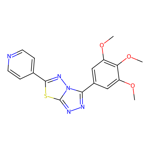 6-pyridin-4-yl-3-(3,4,5-trimethoxyphenyl)-[1,2,4]triazolo[3,4-b][1,3,4]thiadiazole structure