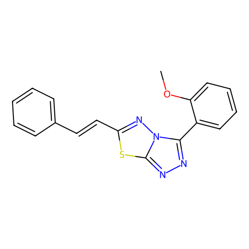 3-(2-methoxyphenyl)-6-[(E)-2-phenylethenyl]-[1,2,4]triazolo[3,4-b][1,3,4]thiadiazole structure