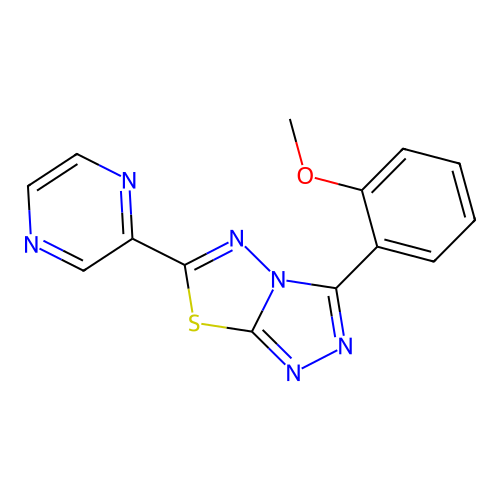 3-(2-Methoxyphenyl)-6-pyrazin-2-yl-[1,2,4]triazolo[3,4-b][1,3,4]thiadiazole structure