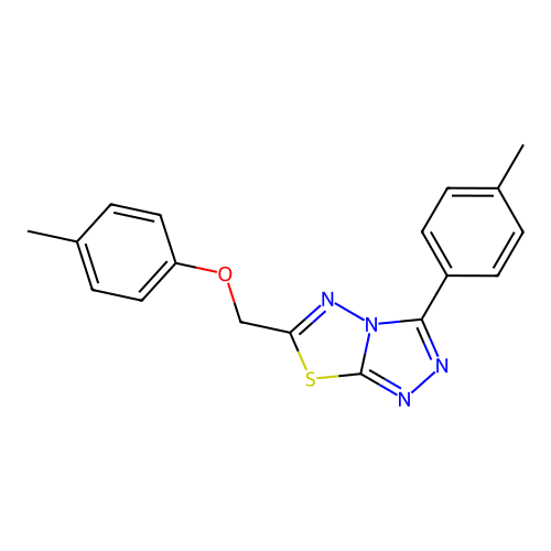 6-[(4-methylphenoxy)methyl]-3-(4-methylphenyl)[1,2,4]triazolo[3,4-b][1,3,4]thiadiazole structure
