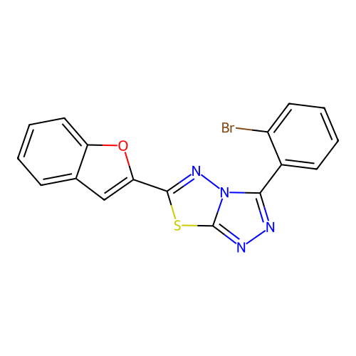 6-(1-Benzofuran-2-yl)-3-(2-bromophenyl)-[1,2,4]triazolo[3,4-b][1,3,4]thiadiazole structure