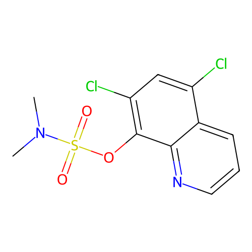 (5,7-dichloroquinolin-8-yl) N,N-dimethylsulfamate structure