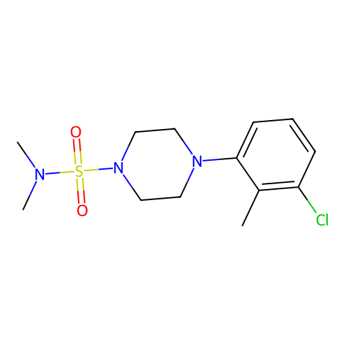 4-(3-chloro-2-methylphenyl)-N,N-dimethylpiperazine-1-sulfonamide structure