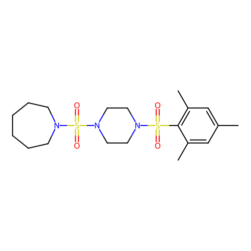 1-((4-(Mesitylsulfonyl)piperazin-1-yl)sulfonyl)azepane structure