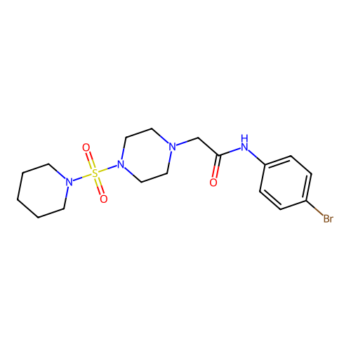 N-(4-bromophenyl)-2-[4-(piperidylsulfonyl)piperazinyl]acetamide structure