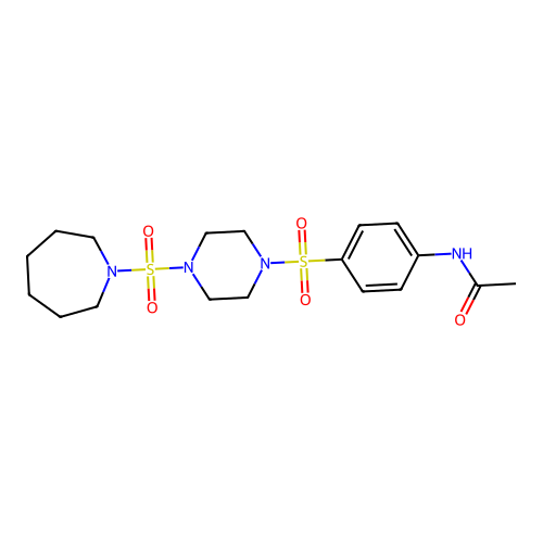 N-(4-{[4-(1-azepanylsulfonyl)-1-piperazinyl]sulfonyl}phenyl)acetamide structure