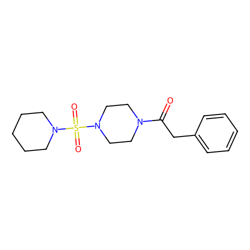 2-Phenyl-1-(4-piperidin-1-ylsulfonylpiperazin-1-yl)ethanone structure