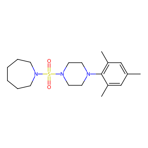 1-[[4-(2,4,6-Trimethylphenyl)-1-piperazinyl]sulfonyl]azepane structure