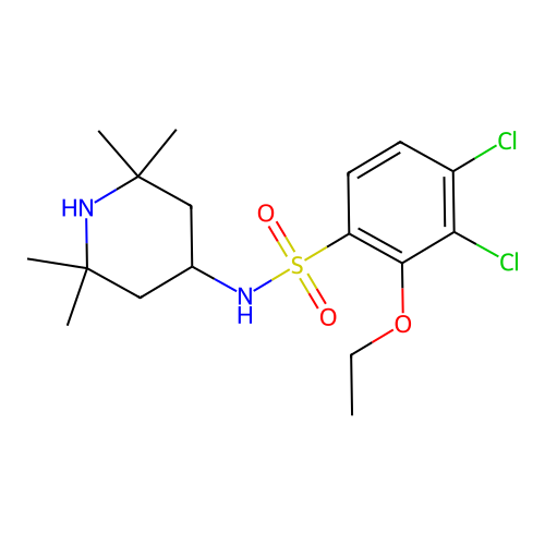 3,4-dichloro-2-ethoxy-N-(2,2,6,6-tetramethylpiperidin-4-yl)benzenesulfonamide structure