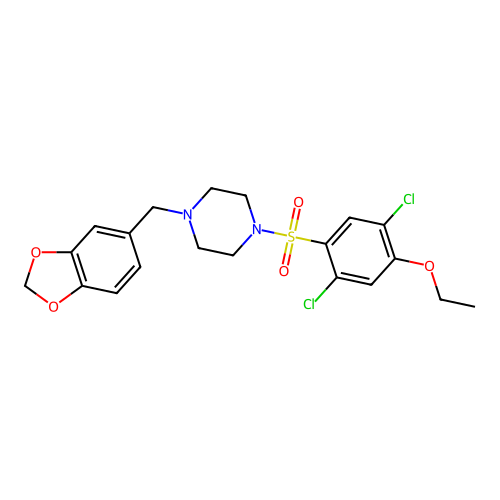 1-(1,3-Benzodioxol-5-ylmethyl)-4-(2,5-dichloro-4-ethoxyphenyl)sulfonylpiperazine structure