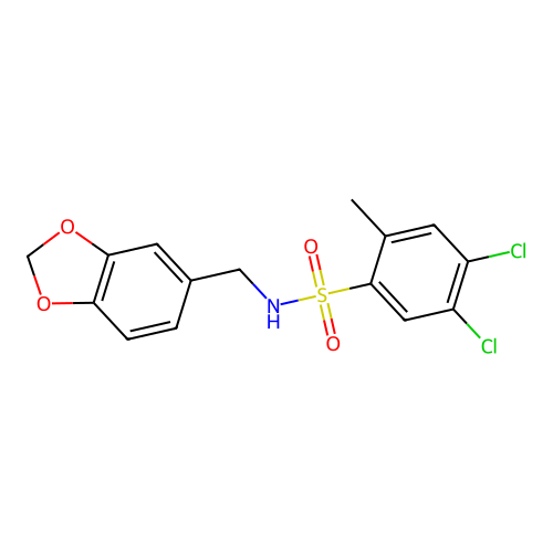 N-(1,3-benzodioxol-5-ylmethyl)-4,5-dichloro-2-methylbenzenesulfonamide structure