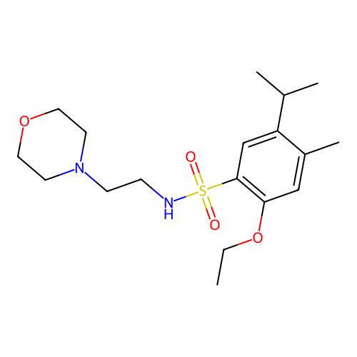 2-ethoxy-4-methyl-N-(2-morpholin-4-ylethyl)-5-propan-2-ylbenzenesulfonamide structure