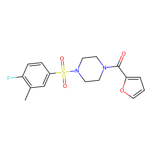 [4-(4-Fluoro-3-methylphenyl)sulfonylpiperazin-1-yl]-(furan-2-yl)methanone structure