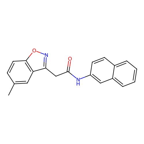 2-(5-methyl-1,2-benzisoxazol-3-yl)-N-(2-naphthyl)acetamide structure