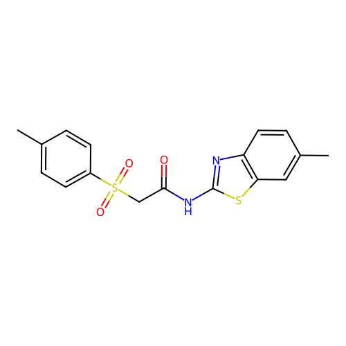 N-(6-methyl-1,3-benzothiazol-2-yl)-2-[(4-methylphenyl)sulfonyl]acetamide structure