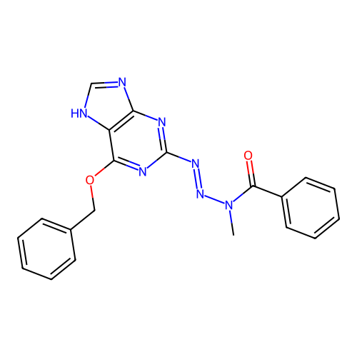 1H-Purine, 2-(3-benzoyl-3-methyl-1-triazenyl)-6-(phenylmethoxy)- structure