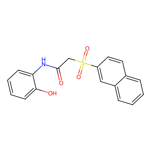 N-(2-hydroxyphenyl)-2-naphthalen-2-ylsulfonylacetamide structure