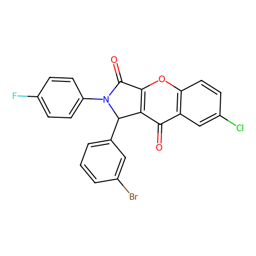 1-(3-bromophenyl)-7-chloro-2-(4-fluorophenyl)-1H-chromeno[2,3-c]pyrrole-3,9-dione structure