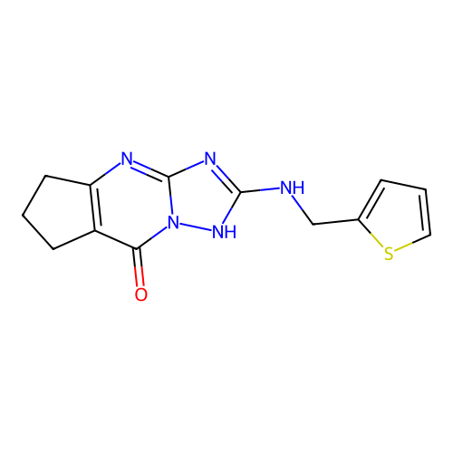 2-[(thiophen-2-ylmethyl)amino]-4,5,6,7-tetrahydro-8H-cyclopenta[d][1,2,4]triazolo[1,5-a]pyrimidin-8-one structure