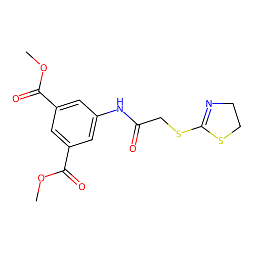 Dimethyl 5-{[(4,5-dihydro-1,3-thiazol-2-ylthio)acetyl]amino}isophthalate structure