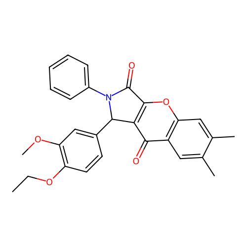 1-(4-ethoxy-3-methoxyphenyl)-6,7-dimethyl-2-phenyl-1H-chromeno[2,3-c]pyrrole-3,9-dione structure