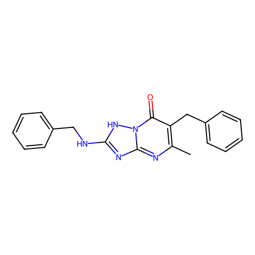 6-benzyl-2-(benzylamino)-5-methyl[1,2,4]triazolo[1,5-a]pyrimidin-7(4H)-one structure
