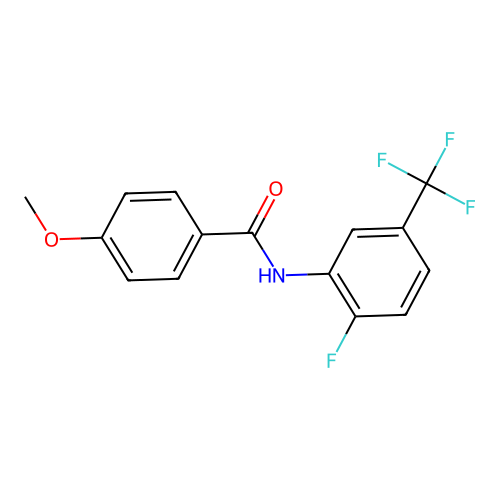 N-[2-fluoro-5-(trifluoromethyl)phenyl]-4-methoxybenzamide structure
