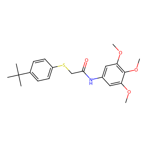 2-(4-tert-butylphenyl)sulfanyl-N-(3,4,5-trimethoxyphenyl)acetamide structure