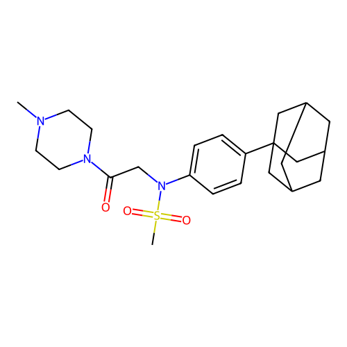 N-[4-(1-adamantyl)phenyl]-N-[2-(4-methylpiperazin-1-yl)-2-oxoethyl]methanesulfonamide structure